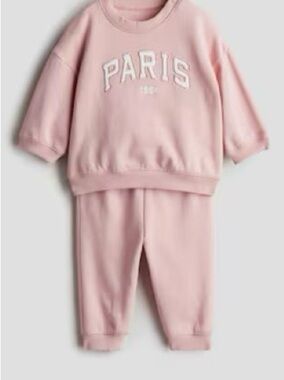 H&M Light Pink 'PARIS' Sweatshirt & Jogger Set
